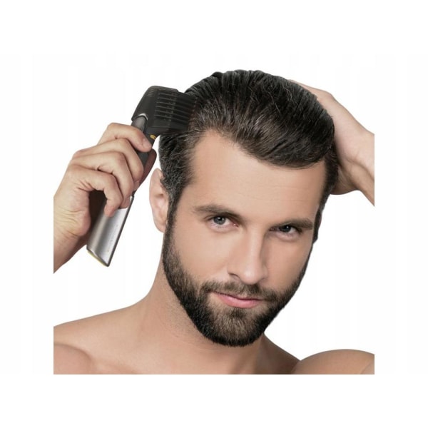 Genopladelig 5-I-1 skæg-, hår-, rygtrimmer med LED-lys Black