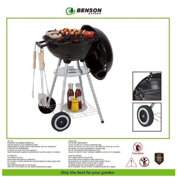 Kulgrill med 4 grillniveauer 44 x 70 cm Black