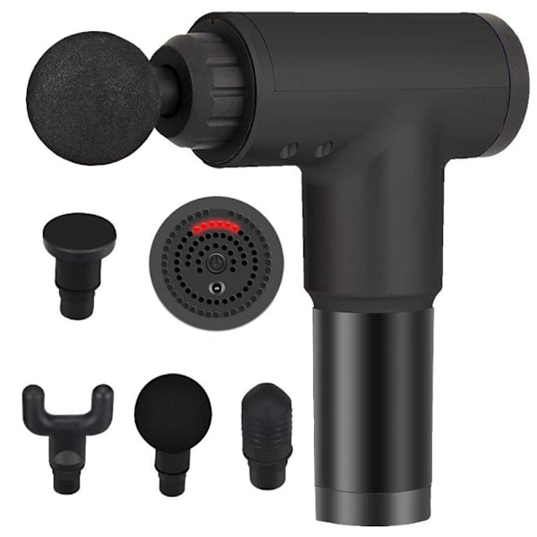 Genopladelig massagepistol med 6 hastigheder Black