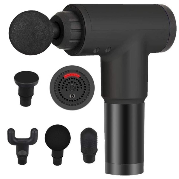 Ladattava hierontapistooli 6 nopeudella Black