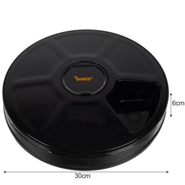 Automatisk hunde-/kattefoder til 6 måltider med timer. Black
