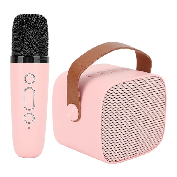 Bärbar Bluetooth Karaoke-högtalare med 1 trådlös mikrofon Rosa