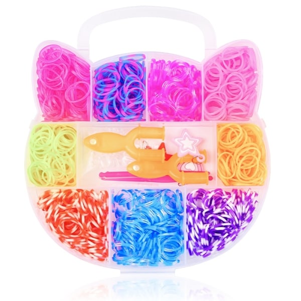 Loom Bands Kit - 600st i olika färger och flera tillbehör MultiColor Blomma