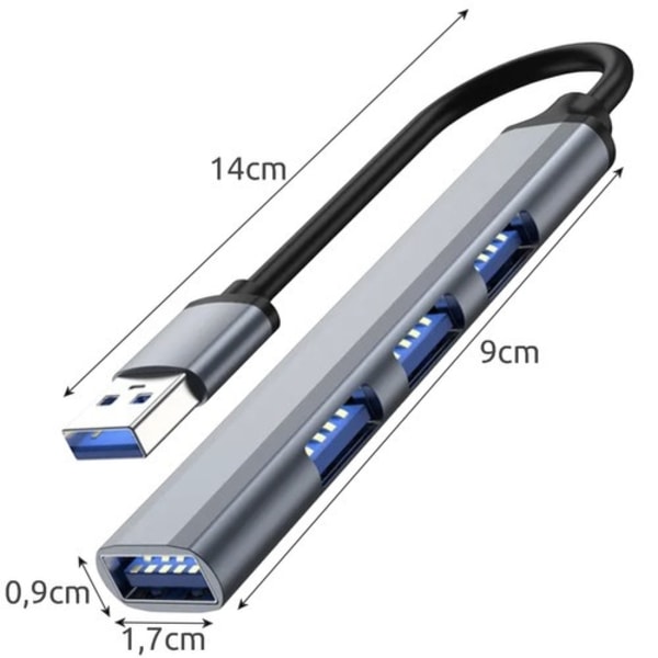 USB HUB – 4 portar (3.0 + 2.0) Svart