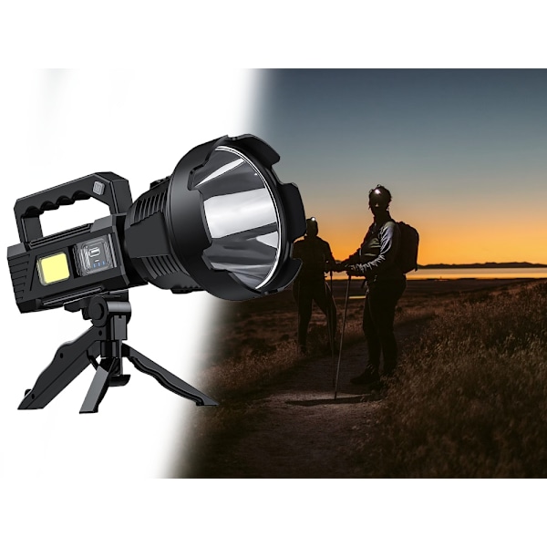 LED lommelygte med stativ og Powerbank Black
