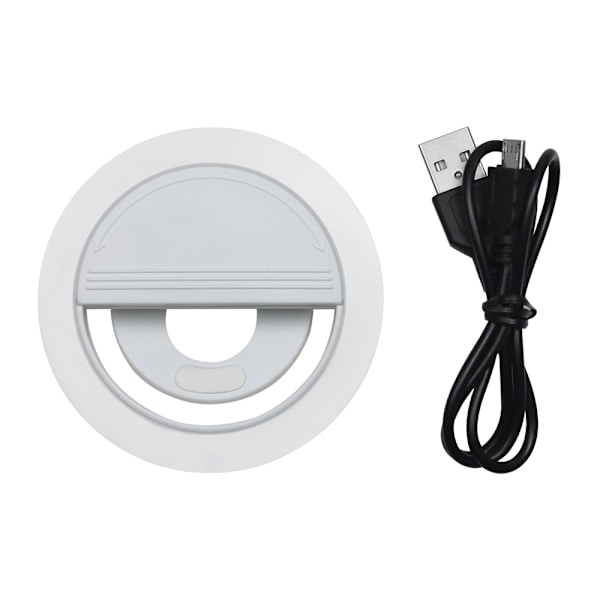 Selfie-lampe / LED-lampe, 3 lysmoduser, Universal, Oppladbar White