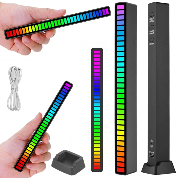 USB LED-lampa med reaktion på ljud – Multifärgad neon RGB LED Multicolor