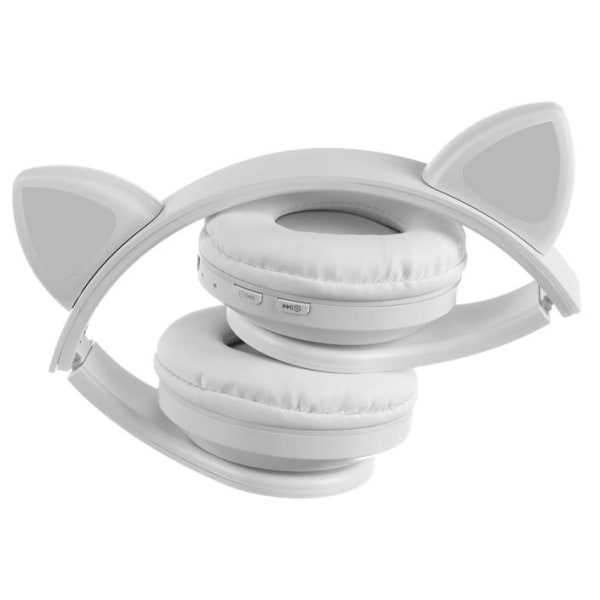Bluetooth Stereo Hörlurar med mikrofon och kattöron / LED ljus Vit