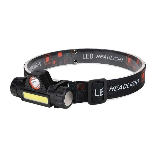 Ladattava otsalamppu 1x CREE LED + 1x COB LED Black