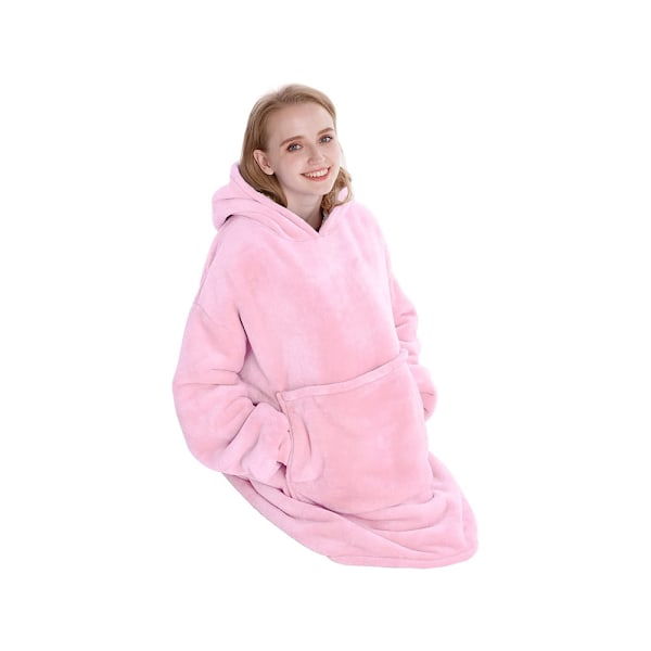 Varm sweatshirt oversize tæppe xxl 2in1 tyk fleece Pink