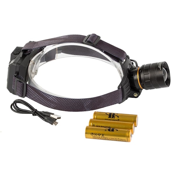 Genopladelig pandelampe - CREE XHP160 - Luftfartøj aluminium - 1000m Black
