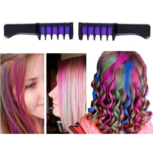 10-pack Chalk Comb / Hair Crayons - Midlertidig hårfarve Multicolor