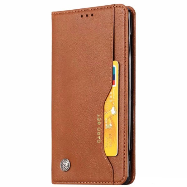Plånboksfodral iPhone Xs Max 4 kortplatser med magnetlås Brun Brun