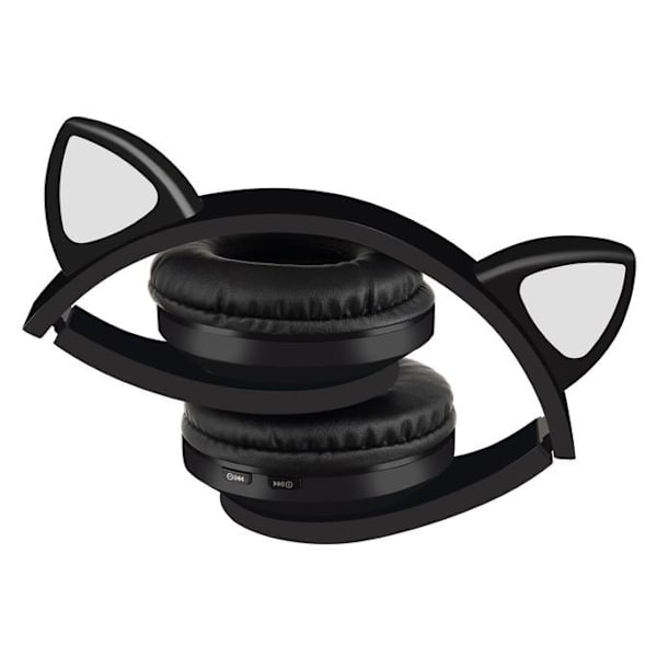 Bluetooth Stereo Hörlurar Katt med mikrofon / LED ljus Svart