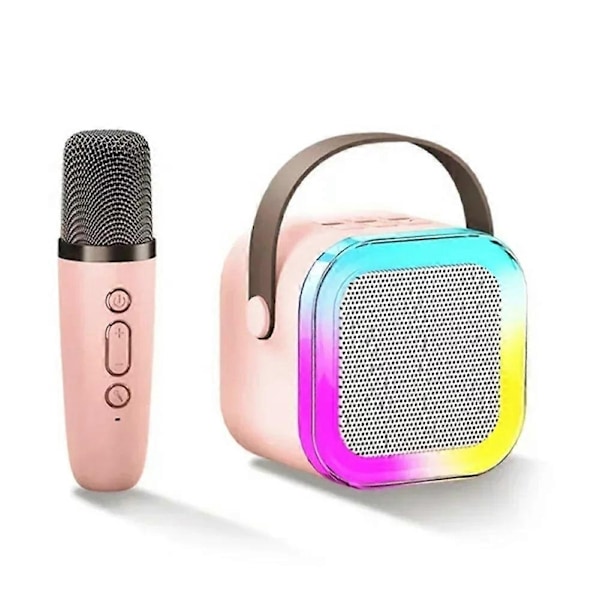 Bärbar Bluetooth Karaoke-högtalare med 1 trådlös mikrofon Pink