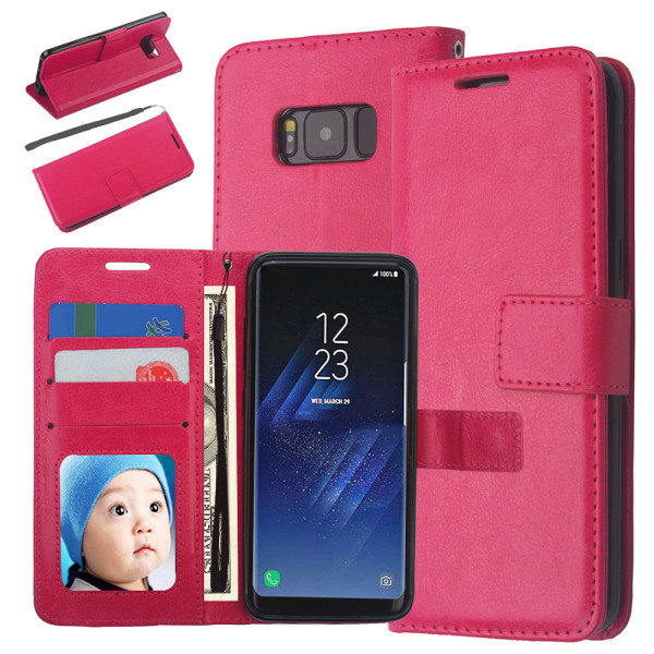 Plånboksfodral Samsung S8 Plus, 3 kort/ID Rosa