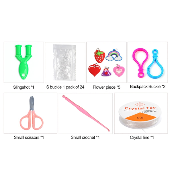 Loom Bands Kit - 1000 kpl ja paljon helmiä ja tarvikkeita. Multicolor