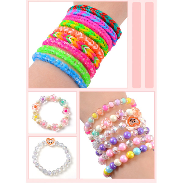 Loom Bands Kit - 1000 kpl ja paljon helmiä ja tarvikkeita. Multicolor