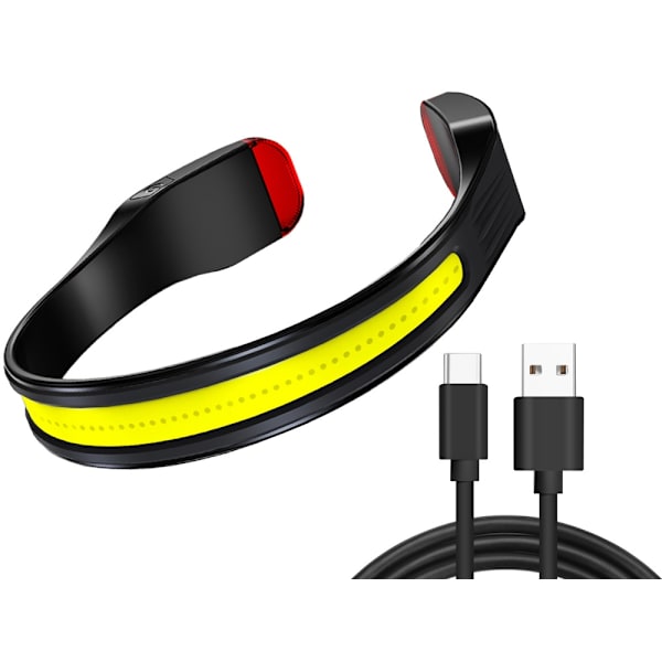 Genopladelig pandelampe - COB LED - Vandtæt Black
