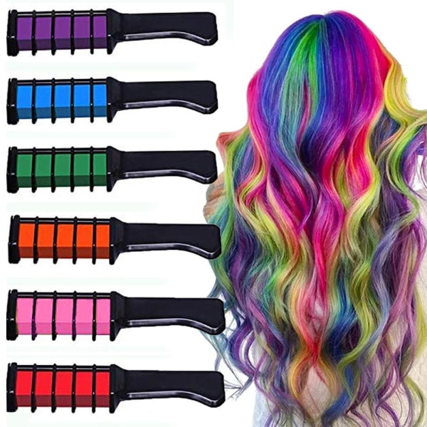 6-pack Chalk Comb / Hair Crayons - Midlertidig hårfarge Multicolor