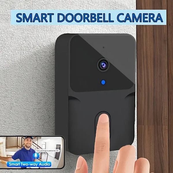Smart Trådlös Dörrklocka med Kamera och WiFi Svart