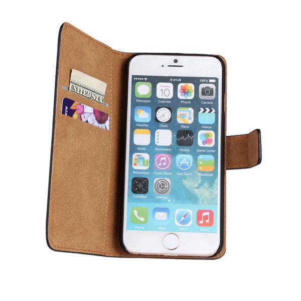 Plånboksfodral iPhone 6 / 6s, äkta skinn Ljusrosa