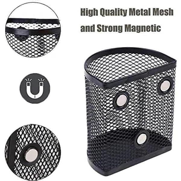 2-pack Magnetisk Pennhållare Magnetisk Markörhållare Mesh Förvaringskorg Organizer med Extra Stark Magnet Mesh Pennhållare för Kylskåp Whiteboard 2 Semicircle