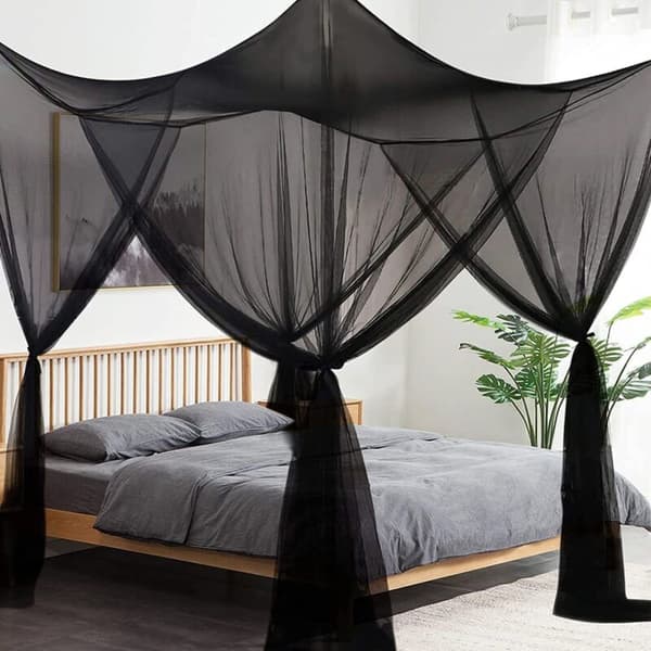 Double Bed Mosquito Net, Rectangular Bed Canopy, Simple Black Summer Mosquito Net, Bed Canopy - 190 x 210 x 240 cm