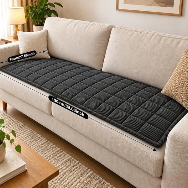 Tjockt mjukt sofföverdrag – tvättbart halkfritt soffskydd – 70 x 150 cm Mörkgrå