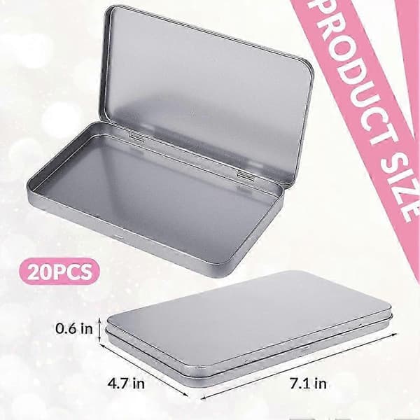 Rectangular Metal Tin with Lid Metal Hinged Lid Empty Metal Tin Container Silver Storage