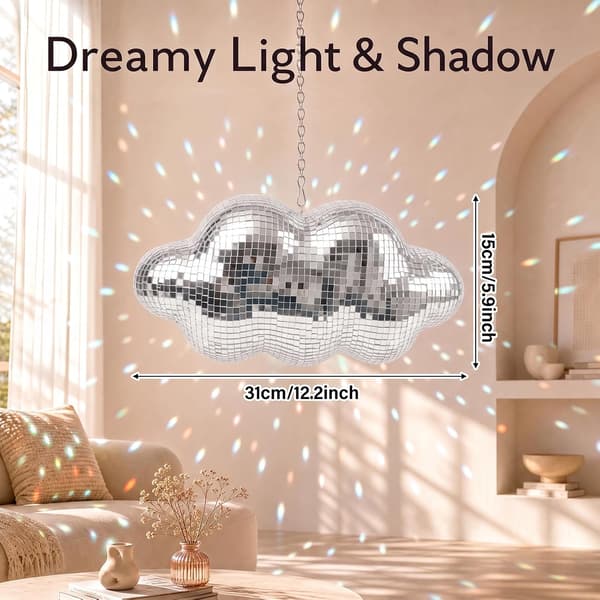 Halv diskokugle sky 31 cm retro spejlkugle diskokugle dekoration silver