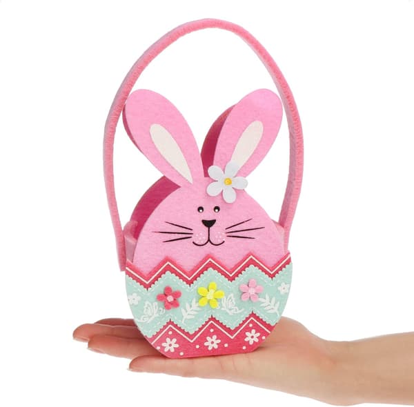 com-four® 3X Easter Basket to fill - Felt Gift Bag with Easter Bunny - Easter and Spring Decoration (3 Baskets - 19x11cm)