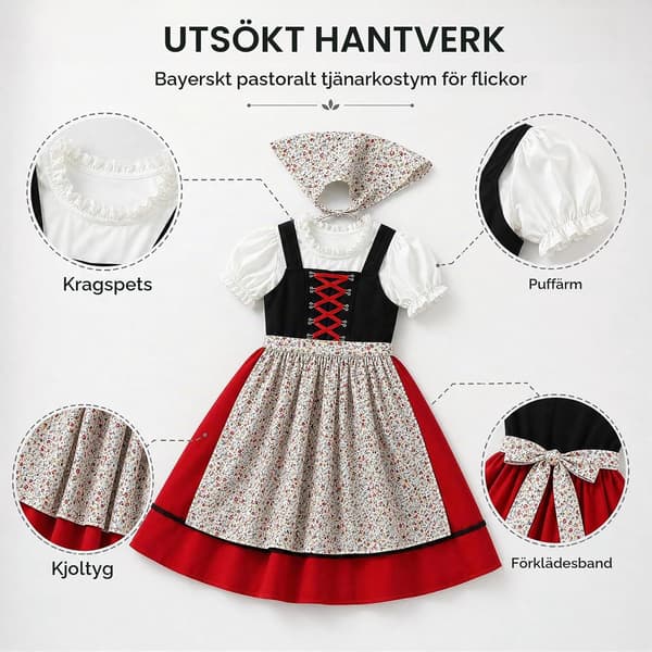 Dirndl til børn, børne-Dirndl til piger med hovedtørklæde, Dirndl-sæt til børn svart 130