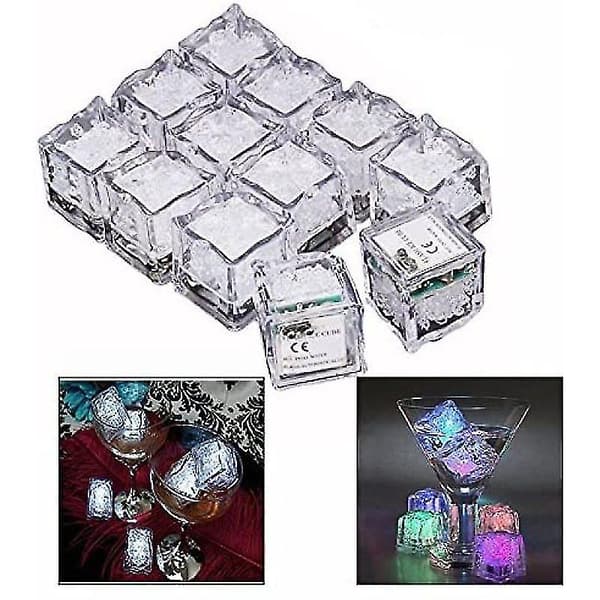 12 Pieces LED Ice Cubes, Floating Sensor Flashing LED Light Bulb