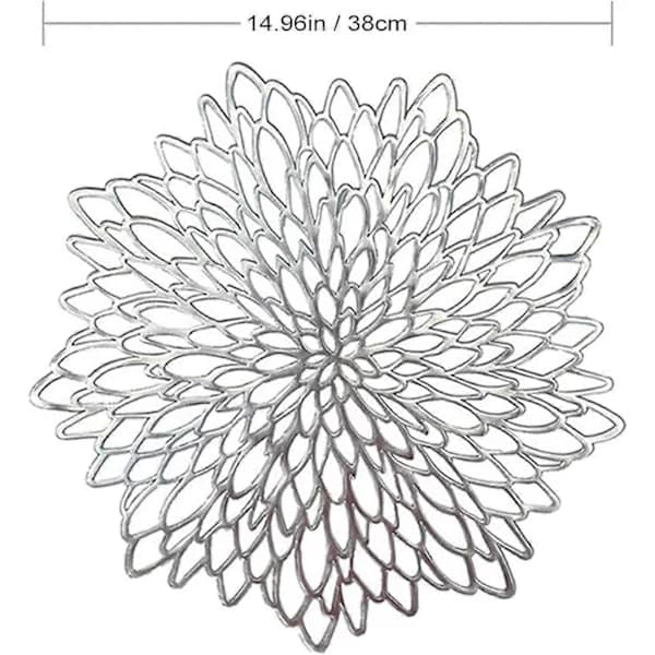 2026 Model, 4-Piece Silver Placemat Set, Round Perforated Placemat, Round Plastic Placemat.
