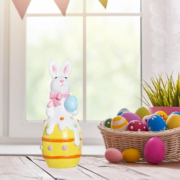 Easter Bunny Rabbit Statue Home Decor for Easter Party Birthday Gift 12x4cm