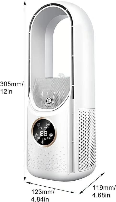 Bladeless Fan - 6 Speeds & Timer - USB Multifunctional Control with LED Display - Quiet & Portable for Bedroom, Kitchen, Office - White - 1 Unit