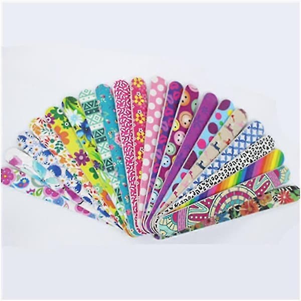 30 Stykker Dobbeltsidede Emery Boards Neglebuffer Blomsterprint Neglefile Manicurefile Til Kvinder Piger