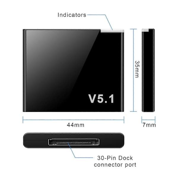 30-pin Bluetooth 5.1 Audio Receiver Music Mini Wireless Adapter For iPhone iPod 30-pin Jack Analog Speaker_Special Gift