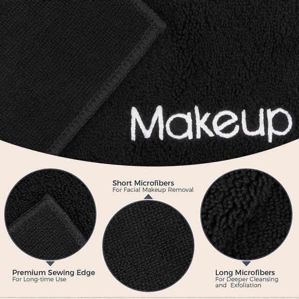 Makeupfjernerklude 5-pak Ultramyge genanvendelige mikrofiber ansigtsklude til skånsom rensning Sort