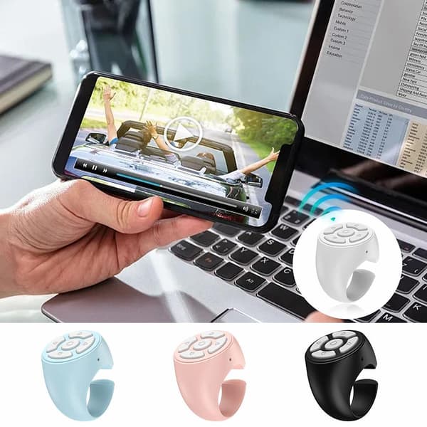 Fingertip Wireless Bluetooth Remote Control, Creative Remote Control Scroll Ring, Wireless Camera Remote Shutter, Video Remote Control App Page Turn