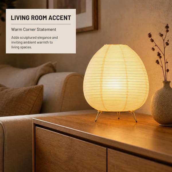 Papperslykta bordslampa i retrostil av rispapper Vit Vattendroppar