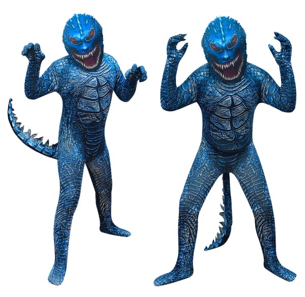 Godzilla børne-dinosaur-monster-kostume til drenge, blå blue 110