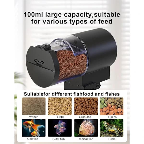 Automatic Feeder - 100ml Large Capacity - with Adjustable Feeding Timer - Battery Powered
