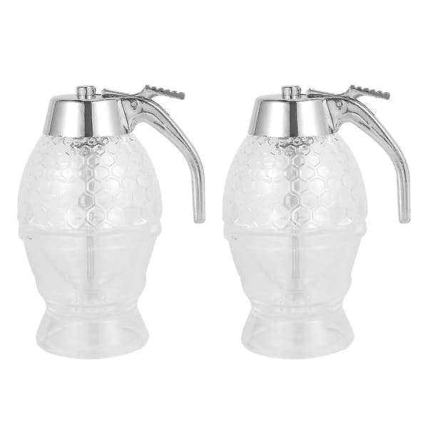 Honungsdispenser, droppfri sirapsbehållare med stativ, 2-pack