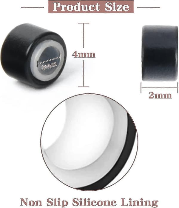 500 st Silikon Micro Ringar För I Tip Hårförlängningar 4mm Micro Nano Pärlor Micro Länkar Hårpärlor (svart)