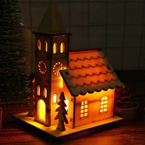 LED julehus med ljus vinter juldekoration