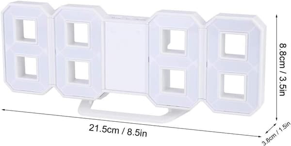 3D LED Digital Wall Clock, Bedroom Office Alarm Clock, Home Decor, White Case (Red)
