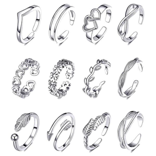 12-pack Tåringar Justerbar Storlek - Silver