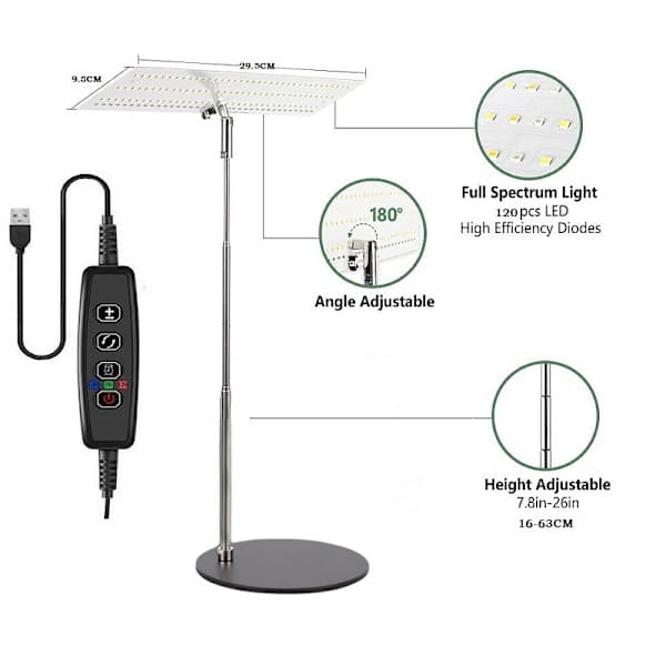 Adjustable LED Plant Lamp with 3 Light Modes and 4 Dimming Levels